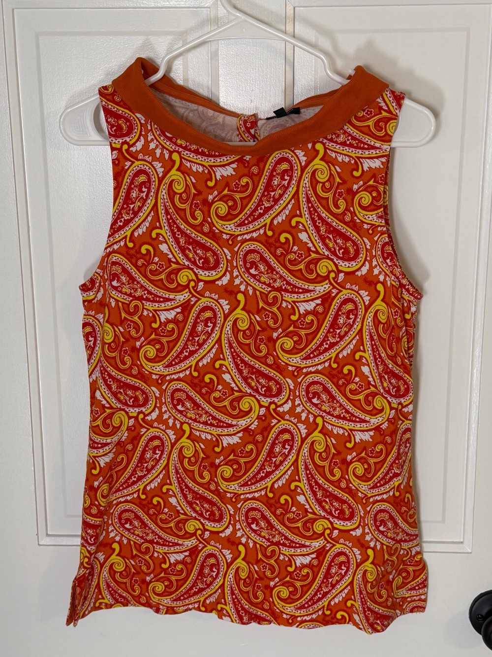 Talbots Red and Yellow Paisley Sleeveless Tank